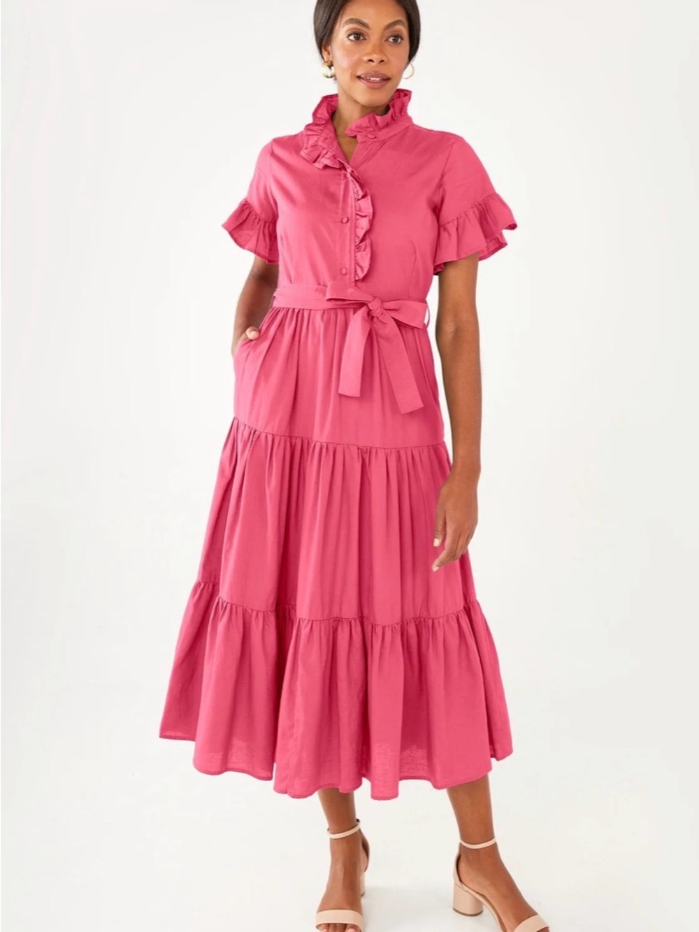 Abbey Glass *GREEN* Midi Dress with Tie Waist